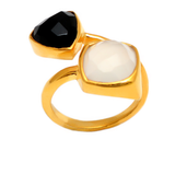 18kt Gold Vermeil Two Stone Black Onyx and Moonstone Ring