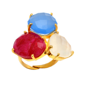 18kt Gold Vermeil Triple Stone Statement Ring