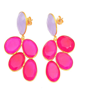 18kt Gold Vermeil Pink Chalcedony Earring