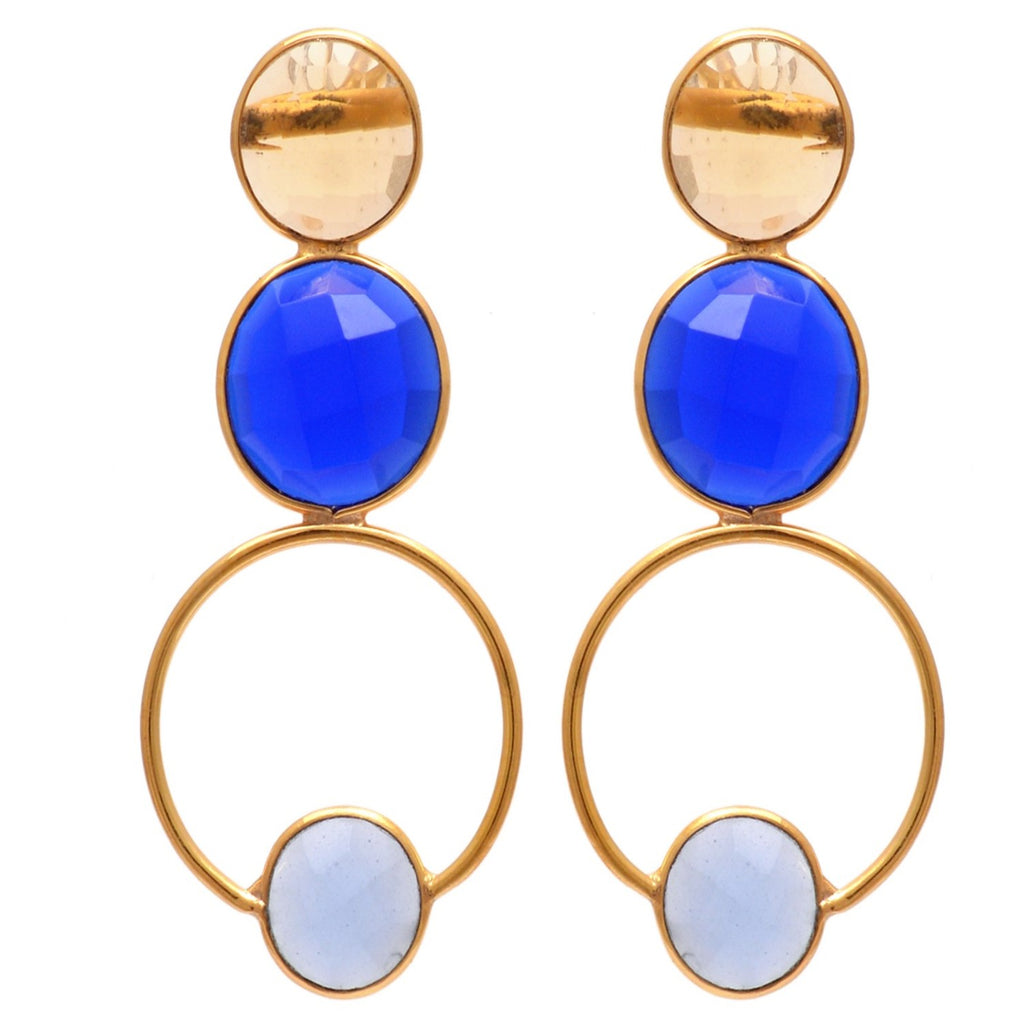 18kt Gold Vermeil Multi Chalcedony Earring