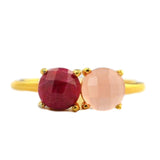 18kt Gold Vermeil Red and Pink Chalcedony Ring
