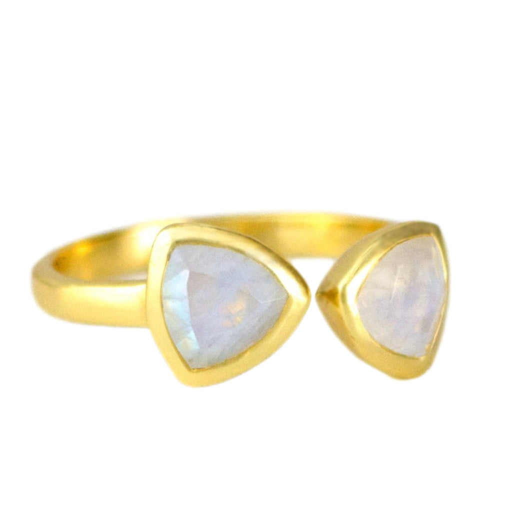 18kt Gold Vermeil Two Stone Moonstone Ring