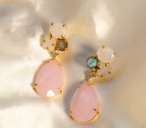 18kt Gold Vermeil White and Pink Rainbow Earring