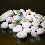 18kt Gold Vermeil Two Stone Aqua Chalcedony Ring