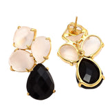 18kt Gold Vermeil Black Onyx and White Chalcedony Earring