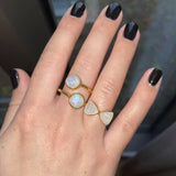 18kt Gold Vermeil Two Stone Rainbow Moonstone Ring