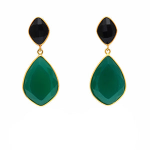 18kt Gold Vermeil Two Stone Statement Earring