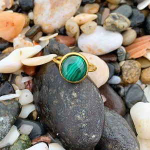 18kt Gold Vermeil Malachite  Ring