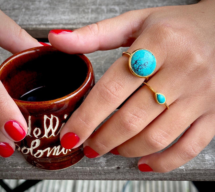 18kt Gold Vermeil Turquoise and Diamond Ring