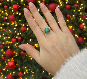 18kt Gold Vermeil Malachite  Ring