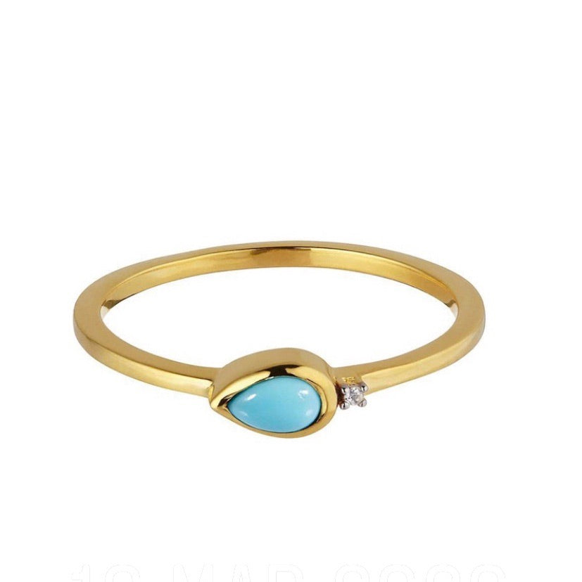 18kt Gold Vermeil Turquoise and Diamond Ring
